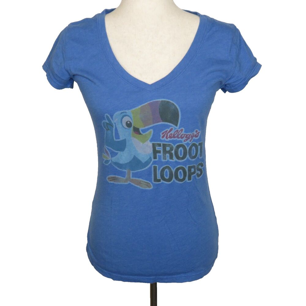 Kellogg's Vintage Inspired V Neck Toucan Froot Loops Fitted Tee Size Medium